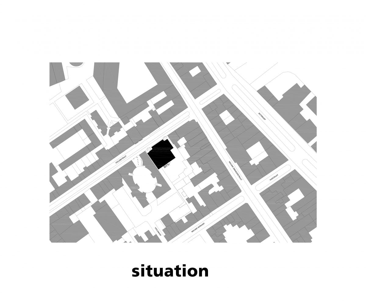 Marlies Rohmer, gestapelde gymzalen, sporttoren, Violenstraat Groningen, golvend metselwerk, Groningersteen, bank, indirect daglicht, nachtbeeld